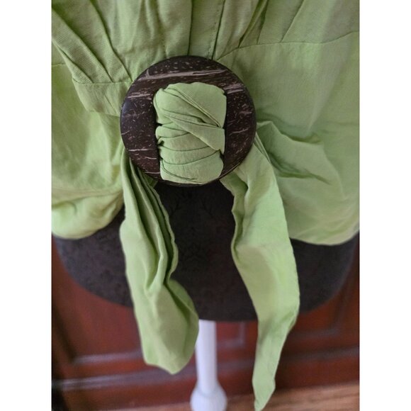 Coldwater Creek M Lime Green Buttoned Long Sleeve Tie-Front Blouse - Picture 2 of 9